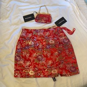 Oriental Wrap Skirt + Mini Bag Set
